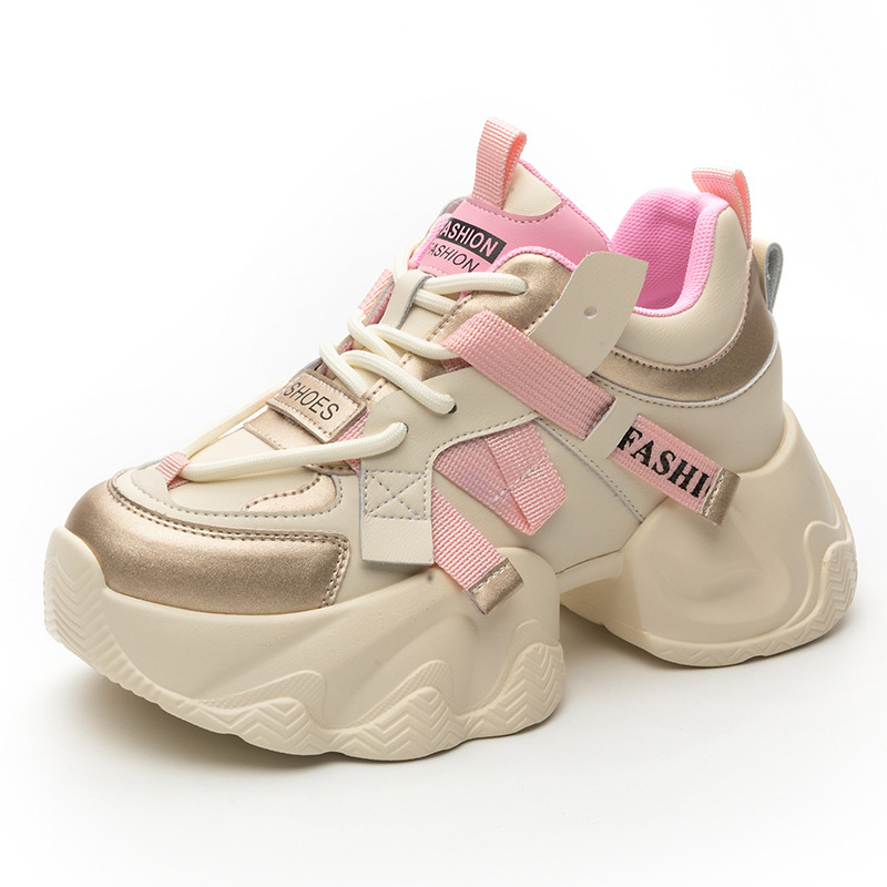 Trendy Thick Sole Running Shoe Chunky Platform Wedges Sneakers For Ladies