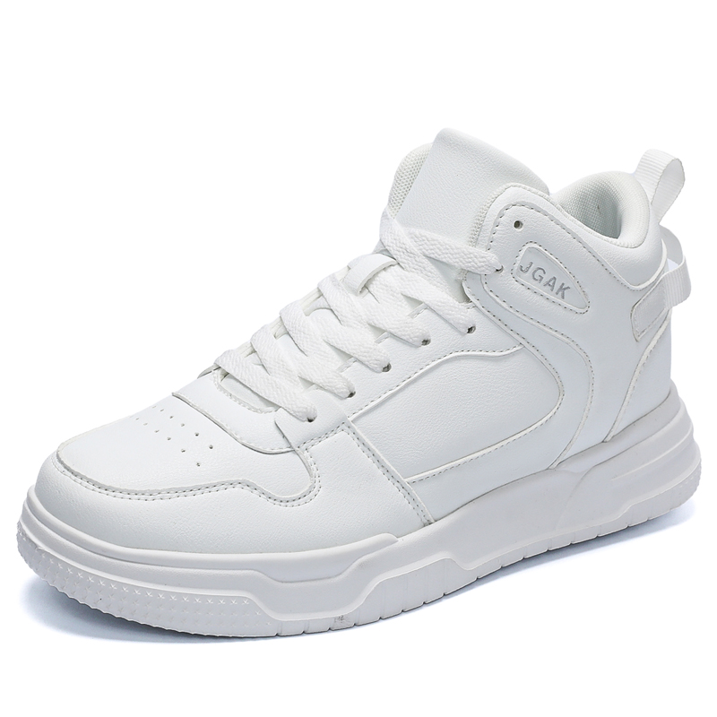 Plus Size US 15 16 EUR 49 50 High Top Men Leather Skateboard Sneakers Premium White Breathable Athletic Shoes with Ankle Support